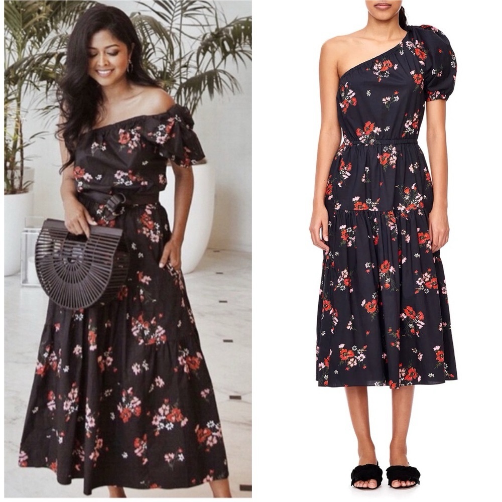 Rebecca Taylor floral one shoulder marguerite dress